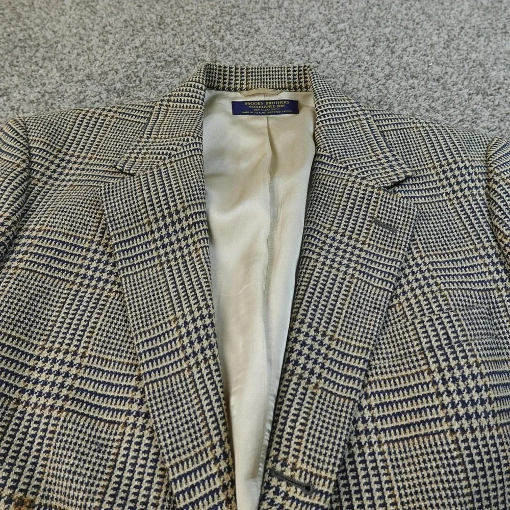 VTG Brooks Brothers Blazer Mens 42L Brown Tweed Plaid Sport Coat Suit Jacket USA